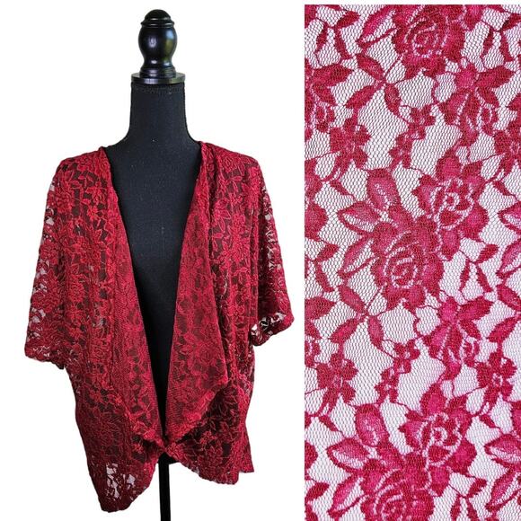 Fig & Olive Gorgeous Floral Lace Oversize Open Front Ruana Shaw Cardigan Medium - Picture 1 of 10